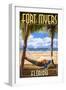 Fort Myers, Florida - Palms and Hammock-Lantern Press-Framed Art Print