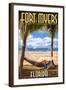 Fort Myers, Florida - Palms and Hammock-Lantern Press-Framed Art Print