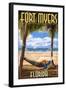 Fort Myers, Florida - Palms and Hammock-Lantern Press-Framed Art Print