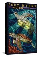 Fort Myers, Florida - Sea Turtle Paper Mosaic-Lantern Press-Stretched Canvas