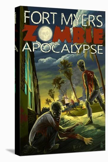 Fort Myers, Florida - Zombie Apocalypse-Lantern Press-Stretched Canvas