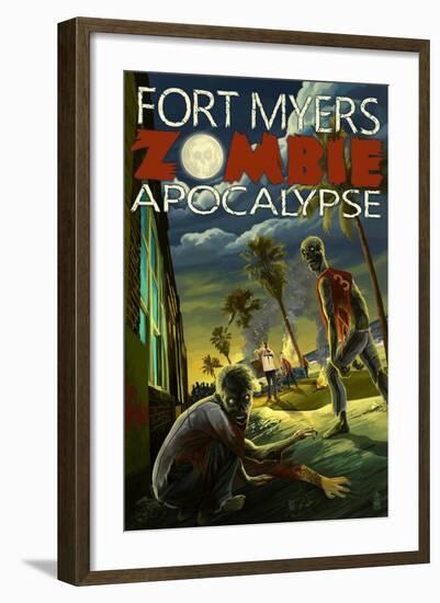 Fort Myers, Florida - Zombie Apocalypse-Lantern Press-Framed Art Print