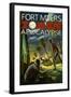 Fort Myers, Florida - Zombie Apocalypse-Lantern Press-Framed Art Print