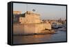 Fort St. Angelo, Fishing Boat and Vittoriosa (Birgu) at Sunset, Grand Harbour-Eleanor Scriven-Framed Stretched Canvas