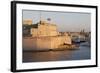 Fort St. Angelo, Fishing Boat and Vittoriosa (Birgu) at Sunset, Grand Harbour-Eleanor Scriven-Framed Photographic Print