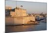 Fort St. Angelo, Fishing Boat and Vittoriosa (Birgu) at Sunset, Grand Harbour-Eleanor Scriven-Mounted Photographic Print