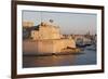 Fort St. Angelo, Fishing Boat and Vittoriosa (Birgu) at Sunset, Grand Harbour-Eleanor Scriven-Framed Photographic Print