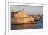 Fort St. Angelo, Fishing Boat and Vittoriosa (Birgu) at Sunset, Grand Harbour-Eleanor Scriven-Framed Photographic Print