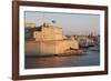 Fort St. Angelo, Fishing Boat and Vittoriosa (Birgu) at Sunset, Grand Harbour-Eleanor Scriven-Framed Photographic Print