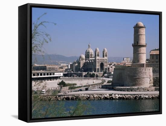 Fort St. Jean and Cathedrale De La Major, Marseille, Bouches-Du-Rhone, Provence, France-Roy Rainford-Framed Stretched Canvas