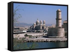 Fort St. Jean and Cathedrale De La Major, Marseille, Bouches-Du-Rhone, Provence, France-Roy Rainford-Framed Stretched Canvas