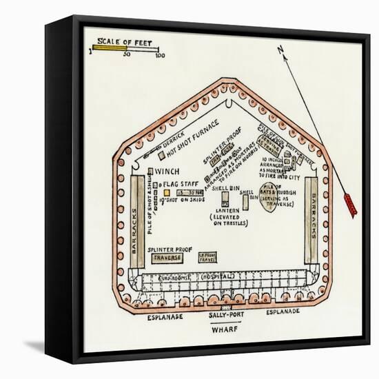 Fort Sumter Ground Plan, Situated in the Harbor of Charleston, SC, 1860-null-Framed Stretched Canvas