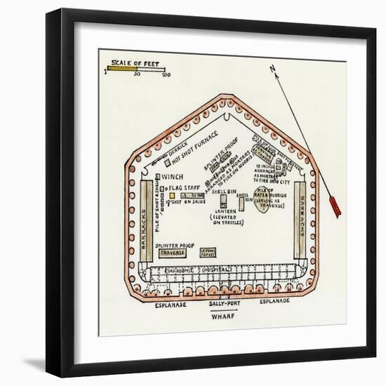 Fort Sumter Ground Plan, Situated in the Harbor of Charleston, SC, 1860-null-Framed Giclee Print