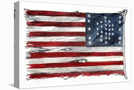 Fort Sumter's US Flag after the Bombardment, as Raised in New York in 1861 by Major Anderson-null-Stretched Canvas
