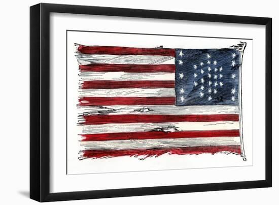 Fort Sumter's US Flag after the Bombardment, as Raised in New York in 1861 by Major Anderson-null-Framed Giclee Print