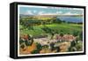 Fort Ticonderoga, New York - Aerial View of the Fort, Lake Champlain in Distance-Lantern Press-Framed Stretched Canvas