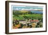 Fort Ticonderoga, New York - Aerial View of the Fort, Lake Champlain in Distance-Lantern Press-Framed Art Print