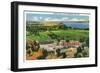 Fort Ticonderoga, New York - Aerial View of the Fort, Lake Champlain in Distance-Lantern Press-Framed Art Print