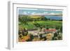 Fort Ticonderoga, New York - Aerial View of the Fort, Lake Champlain in Distance-Lantern Press-Framed Art Print