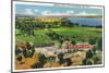 Fort Ticonderoga, New York - Aerial View of the Fort, Lake Champlain in Distance-Lantern Press-Mounted Art Print