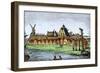 Fort, Wall, Windmill, Church, Gallows, and Pillory of New Amsterdam, 1659-null-Framed Giclee Print