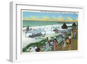 Fort Walton, Florida - View of Beach, Boardwalk, Gulf of Mexico-Lantern Press-Framed Art Print