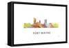 Fort Wayne Indiana Skyline-Marlene Watson-Framed Stretched Canvas