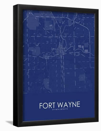 Fort Wayne, United States of America Blue Map-null-Framed Poster