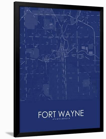 Fort Wayne, United States of America Blue Map-null-Framed Poster