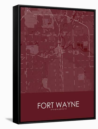 Fort Wayne, United States of America Red Map-null-Framed Stretched Canvas