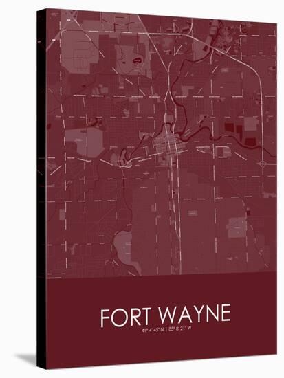 Fort Wayne, United States of America Red Map-null-Stretched Canvas