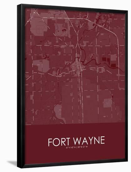 Fort Wayne, United States of America Red Map-null-Framed Poster