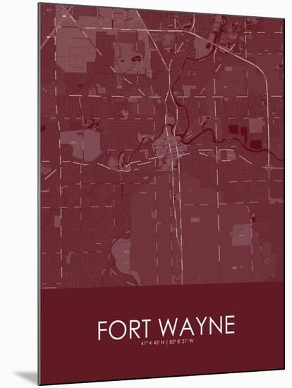 Fort Wayne, United States of America Red Map-null-Mounted Poster