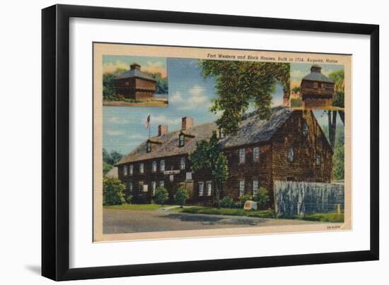 Fort Western and Block Houses, Augusta, Maine, 1920S-null-Framed Giclee Print