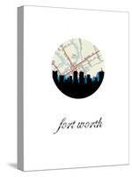 Fort Worth Map Skyline-Paperfinch 0-Stretched Canvas