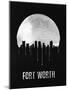 Fort Worth Skyline Black-null-Mounted Art Print