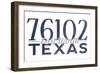 Fort Worth, Texas - 76102 Zip Code (Blue)-Lantern Press-Framed Art Print