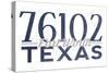 Fort Worth, Texas - 76102 Zip Code (Blue)-Lantern Press-Stretched Canvas