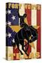 Fort Worth, Texas - Cowboy and Bucking Bronco-Lantern Press-Stretched Canvas