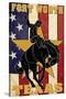 Fort Worth, Texas - Cowboy and Bucking Bronco-Lantern Press-Stretched Canvas