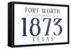 Fort Worth, Texas - Established Date (Blue)-Lantern Press-Framed Stretched Canvas