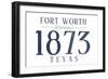 Fort Worth, Texas - Established Date (Blue)-Lantern Press-Framed Art Print