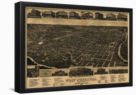 Fort Worth, Texas - Panoramic Map-null-Framed Poster