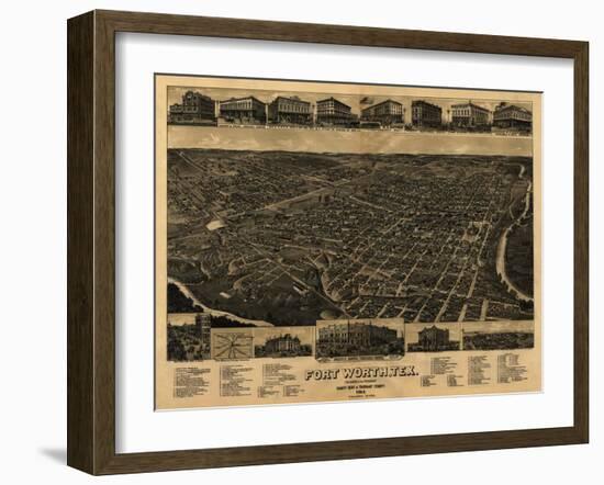 Fort Worth, Texas - Panoramic Map-Lantern Press-Framed Art Print