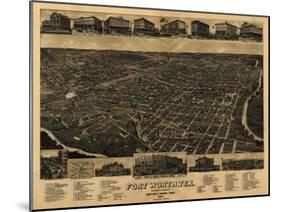 Fort Worth, Texas - Panoramic Map-Lantern Press-Mounted Art Print