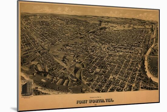 Fort Worth, Texas - Panoramic Map-Lantern Press-Mounted Art Print