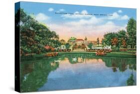 Fort Worth, Texas - Rock Springs Park View of the Reflection Pool and Botanic Garden, c.1935-Lantern Press-Stretched Canvas