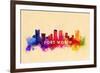 Fort Worth, Texas - Skyline Abstract-Lantern Press-Framed Premium Giclee Print