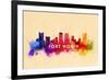 Fort Worth, Texas - Skyline Abstract-Lantern Press-Framed Premium Giclee Print