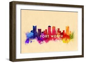 Fort Worth, Texas - Skyline Abstract-Lantern Press-Framed Art Print